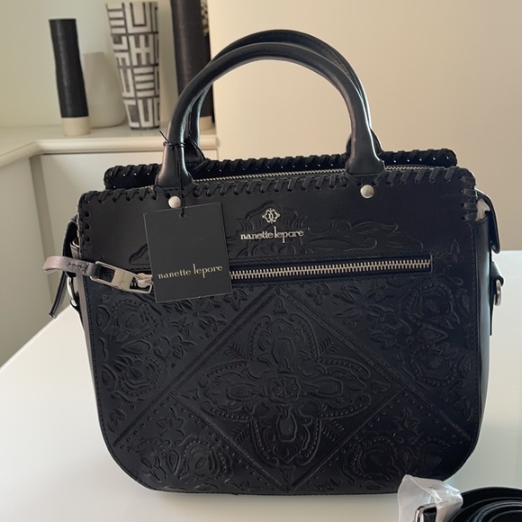 NWT Nanette Lepore Highland Park embossed Satchel - Picture 3 of 14